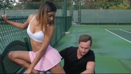Latina Plays Tennis And Fucks With The Horny Trainer