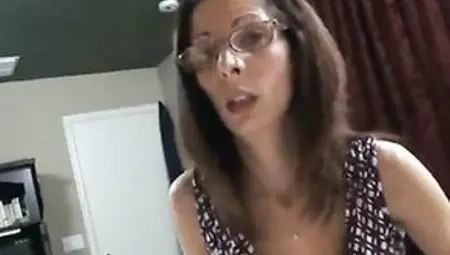 Nerdy Woman With Glasses Had To Suck Her Step- Son's Dick And To Spread Her Legs For Him