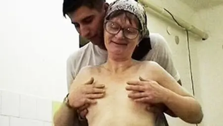 Horny Granny Is Groped And Fucked By Pizza Delivery Boy