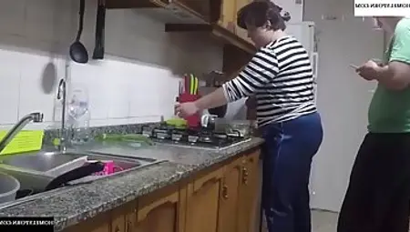 Chubby Woman Likes To Get Fucked In The Kitchen Every Once In A While, Until She Cums