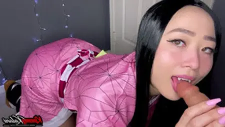 ASMR - Cute Babe Nezuko Plays & Sucks Your Cock - DemonSlayer - Kimmy Kalani