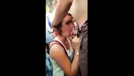 Giving DP Blowjob During A Festival