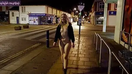 Exhibitionist Wife Walking Nude Around A Town In England