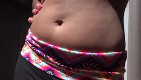 Extreme Close Up Blondie Haired Belly Button Tease