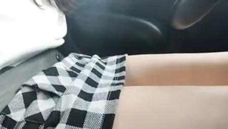 College Cutie Gets Lascivious In The Car And Fist Herself In The Backseat