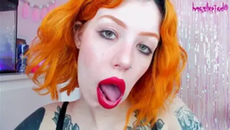 Ginger Slut Huge Cock Mouth Destroy Uglyface ASMR Blowjob Red Lipstick