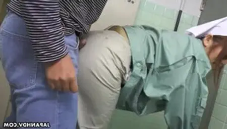 Slutty Asian Cleaner Blows A Guy In The Public Toilet