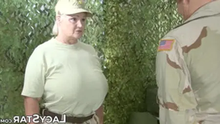 Huge Tit's Granny In Army Now