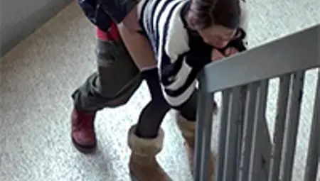 Horny Asian Chick Gets Fucked And Creampied On The Public Building Stairs