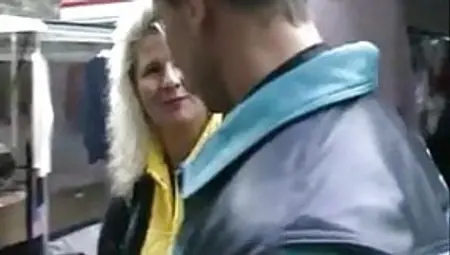 Flirting With A Blonde Mature In The Street