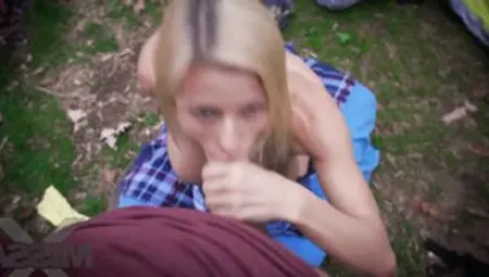 Blonde MILF And A Horny Guy Are Having Sex At The Picnic
