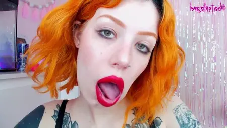 Ginger Slut Huge Cock Mouth Destroy Uglyface ASMR Blowjob Red Lipstick