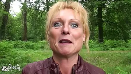 Mature Blonde Woman, Mendy Is Having Casual Sex In The Nature, With A Group Of Horny Guys
