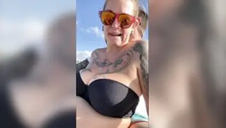 Inked Milf Offer Oral Sex On Busy Beach Begs To Fucked