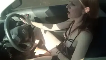 Slutty Wet Teennie Babe Masturbates With Dildo While Driving