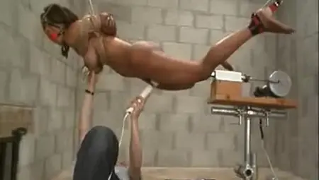 Tied Up Hanging, Machine Fucked, Gag Balled, Clamped & Toyed