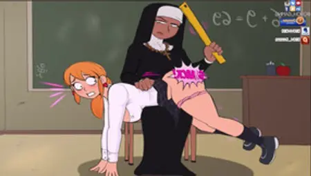 Confession Booth! Animated Big Booty Nun Spanks School Girl Front Of Class