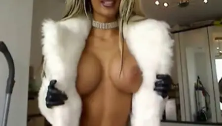 Hot Blond With Big Tits In Fur Coat Masturbates
