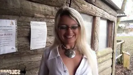 Glasses Blonde Vanessa Gets Anal Into A Cabin