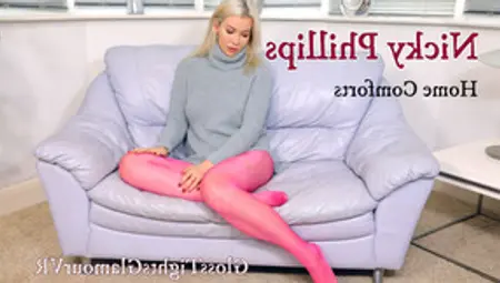 Nicky Phillips Grey Dress With Pink Glossy Legwear