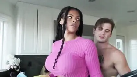 Ebony Babe Halle Hayes Is Groped And Fucked By White Stud