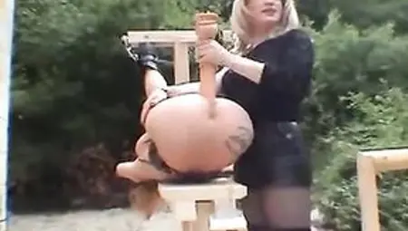 Outdoor Monster Sex Toy Screwed And Fisted Serf Wench