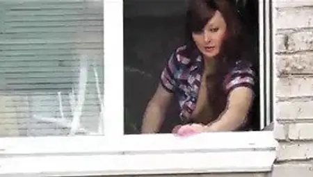 Nude Mom Washes Window Sonnie Stags On Mommy. Naked In Public. Snooping Hidden Cam