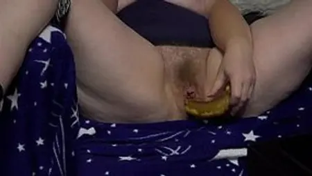 A Powerful Hole In Hairy Pussy Crushed A Banana And Then Fucked With A Dildo. Mature BBW Again Cheating On Her Husband Before The Webcam.