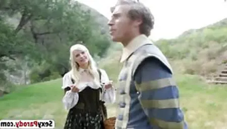 Medieval Busty Blonde Riding Big Dong Outdoors