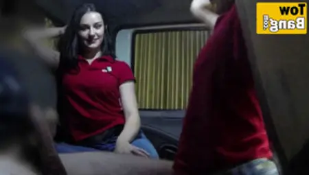 Lucky Tow Truck Driver Gets To Fuck Hard Two Hot Babes Inside His Truck