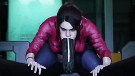 Claire Redfield Swallows A Giant Shlong