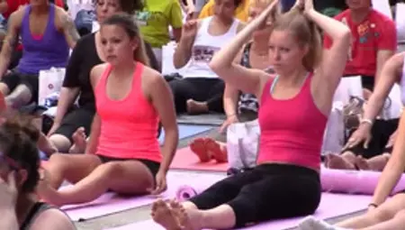 Yoga Babes In See Through Bending