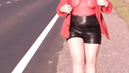 RedRoseRus-My Large Butt In Leather Shorts