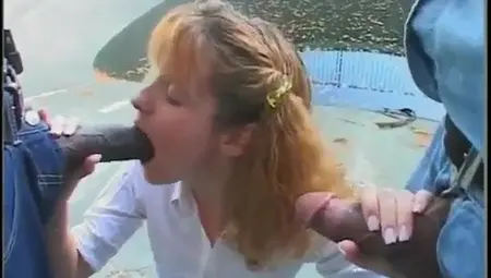 SR Cute Little Molly Serves Two Black Cocks Well !
