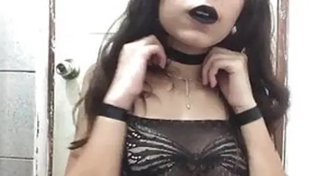 Like A Submissive Bitch With My Black Collar And Hoops