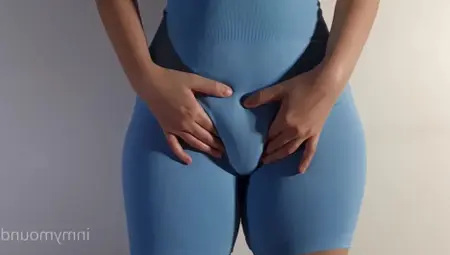 Puffy Vagina Women Inside Blue Pants And A Huge Melons