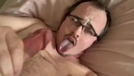Covering My Face With Cum! Multiple Male Self Facial Orgasms
