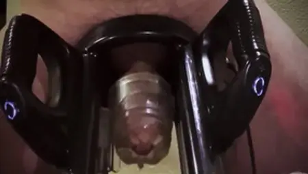 Man Moaning While Using Cock Milking Machine