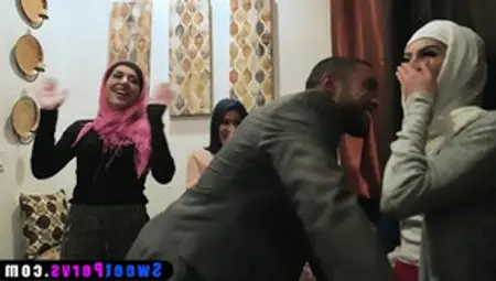 Muslim Teen Bride And Arabian BFFs Use A BBC Stripper