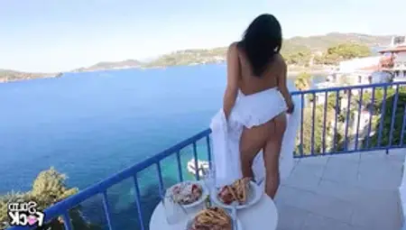 Alluring Vixen Gets Pounded On The Restaurant Terrace