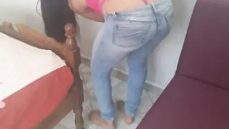 Teen Large Butt Whale Tail Strap Fetish Teasing Her Butt Buttcrack Wearing A Cute Pink Belt During The Time That Clean