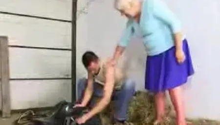 Lewd  Granny Cecilia Gets Her Cunt And Ass Fucked In A Barn