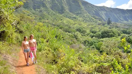 Girls Strip And Pleasure Each Other While Hiking In Nature