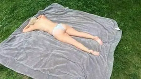 Flasher Pulls His Dick Out For Naked Teenie Sunbather Into Park