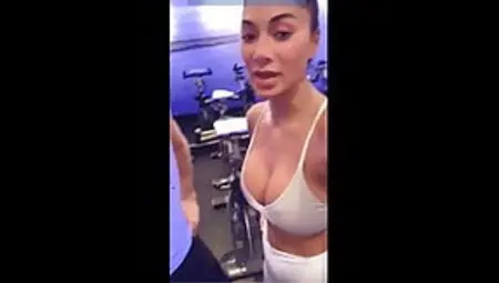 Nicole Scherzinger In Gym Showing Big Cleavage In White Top