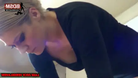 German Blond Amateur Domina Femdom Gives Slave Handjob With Cum In Her Hands