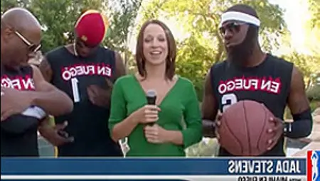 Incredibly Hot Reporter Gang-Banged By Basketball Team