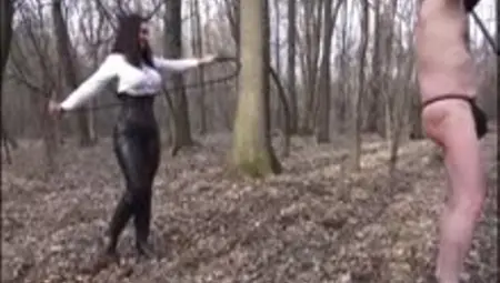 Mistress Whipping Man In The Woods