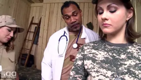 Military Lassies With Appetizing Boobs Are Examed By Black Doctor
