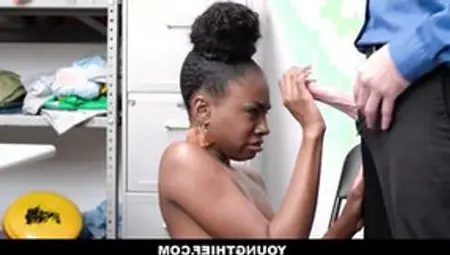 Thin Young Ebony 18 Year Old Thief Shoplifter Fuck By White Officer